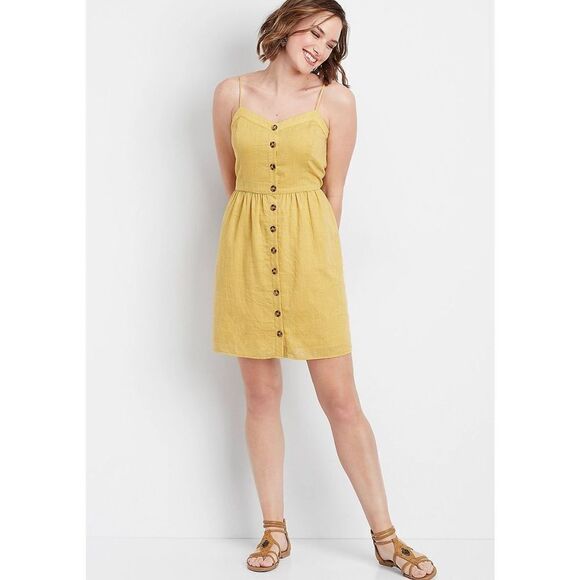 New Maurices Solid Button Front Tank Dress Size L - Picture 1 of 6